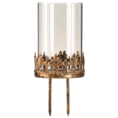 Floristik24 Fyrfadsstage med glas til indstikning af antik look guld Ø5,5cm 4 stk