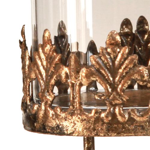 Artikel Fyrfadsstage med glas til indstikning af antik look guld Ø5,5cm 4 stk