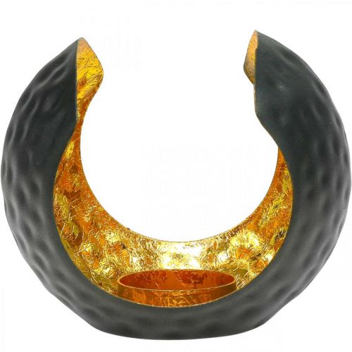Artikel Fyrfadsstage sort guld borddekoration metal 12×9×10cm