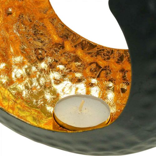 Artikel Fyrfadsstage sort guld borddekoration metal 19×11×17cm