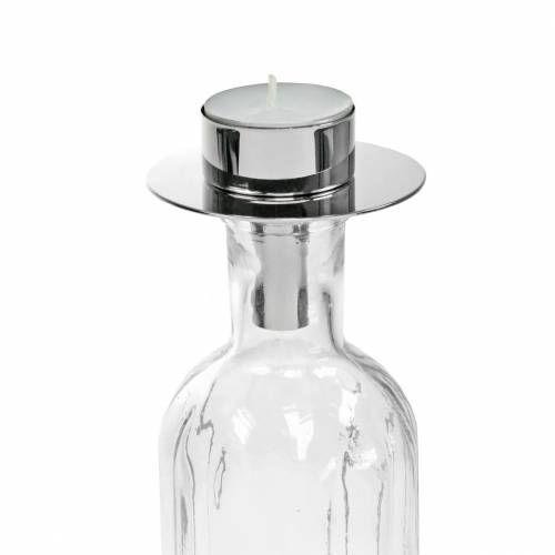 Artikel Fyrfadsholder til flasker sølv Ø7,5cm H6cm