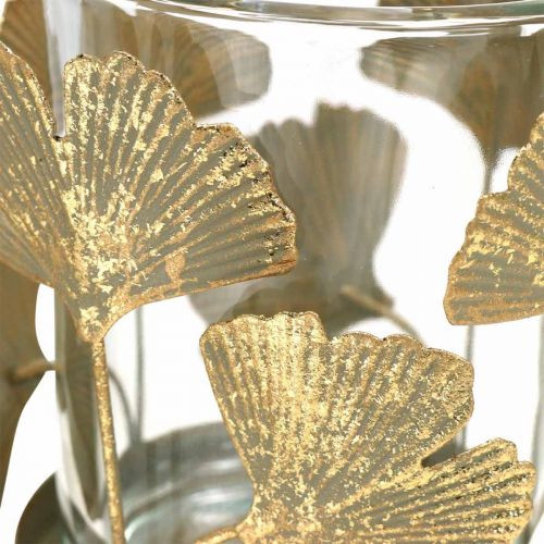 Floristik24 Fyrfadsstage ginkgo blade guld ginkgo lysestage borddekoration Ø8,5cm