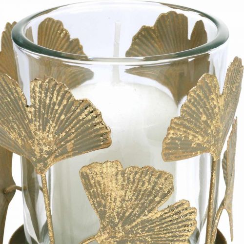 Floristik24 Fyrfadsstage ginkgo blade guld ginkgo lysestage borddekoration Ø8,5cm