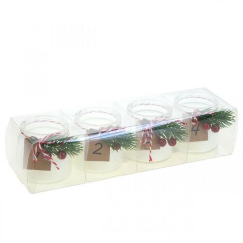 Floristik24 Fyrfadsstage glas adventsstage murerkrukke Ø6cm 4stk