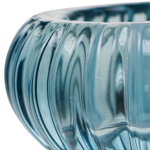 Artikel Fyrfadsstage Glas Lysestage Rund Blå Ø8cm H3,5cm