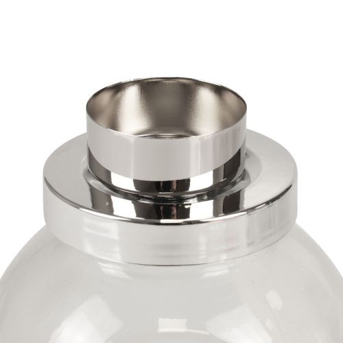 Artikel Fyrfadsstage lysestage glas metal sølv Ø10,5cm 4 stk