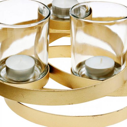 Floristik24 Adventsstage metal rund gylden med 4 glas 34×26×18cm