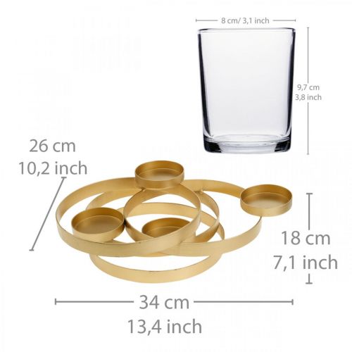 Floristik24 Adventsstage metal rund gylden med 4 glas 34×26×18cm