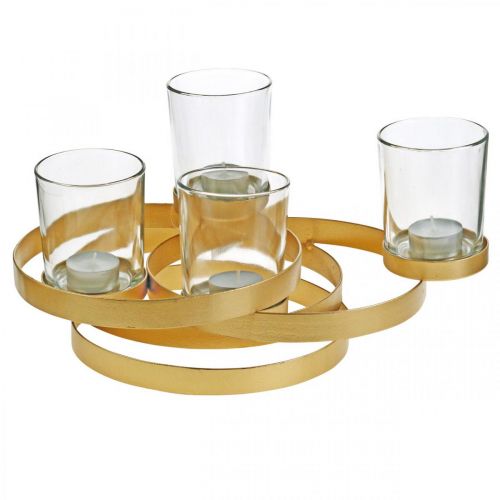 Floristik24 Adventsstage metal rund gylden med 4 glas 34×26×18cm