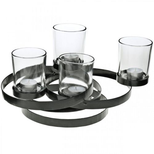 Floristik24 Advent lysestager metal rund sort 4 glas 34 × 26 × 18cm