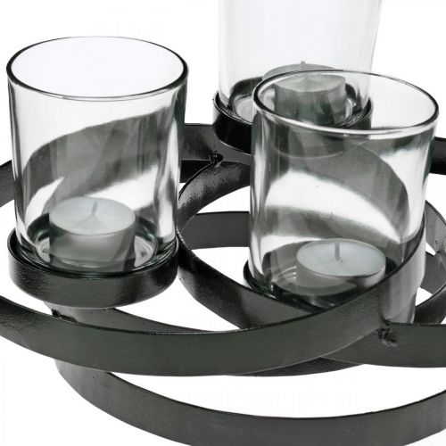 Floristik24 Advent lysestager metal rund sort 4 glas 34 × 26 × 18cm