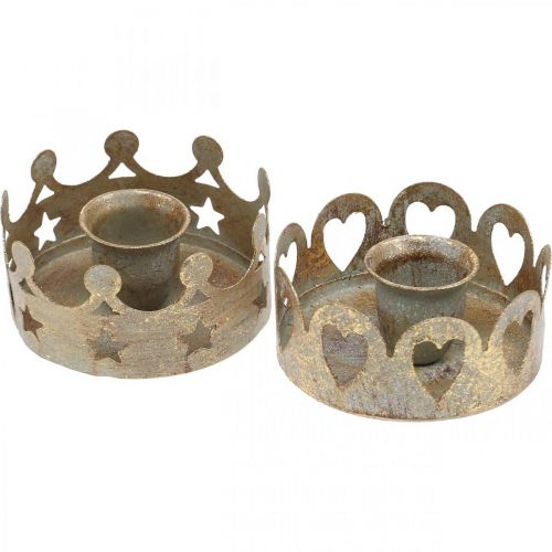 Floristik24 Lysestager metal til koniske stearinlys antik optik guld Ø7cm 4stk