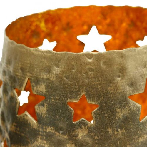 Floristik24 Fyrfadsholder Juledekoration stjerner antik optik metal gylden Ø9cm H13cm