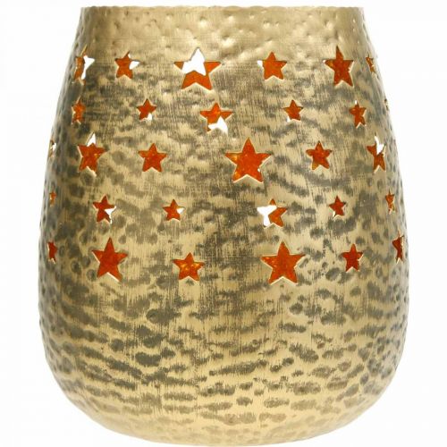 Floristik24 Juledekoration fyrfadsstage metal med stjerner gylden Ø18cm H20cm