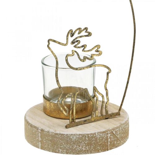 Artikel Fyrfadsholder rensdyr og julestjernemetal Ø10cm H24cm