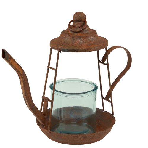 Artikel Fyrfadsstage rust glas lanterne tekande Ø13cm H22cm