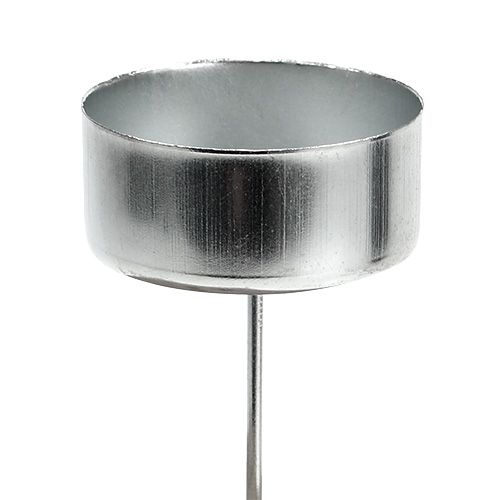 Floristik24 Fyrfadsstage sølv Ø4cm L7cm 4stk