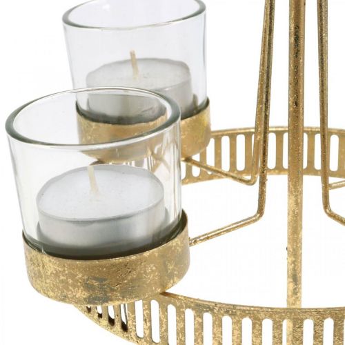 Floristik24 Fyrfadsstage fire glas Star Christmas Gold Ø20cm H38,5cm