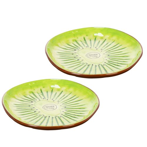 Floristik24 Runde keramiktallerkener med kiwi-motiv, velegnet til spisebord eller køkken, 16 cm, 2 stk.