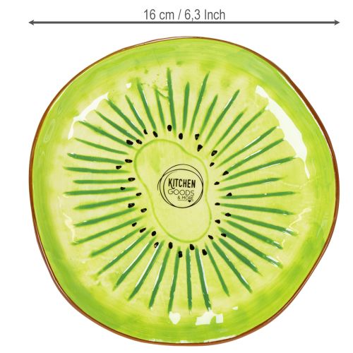 Artikel Runde keramiktallerkener med kiwi-motiv, velegnet til spisebord eller køkken, 16 cm, 2 stk.