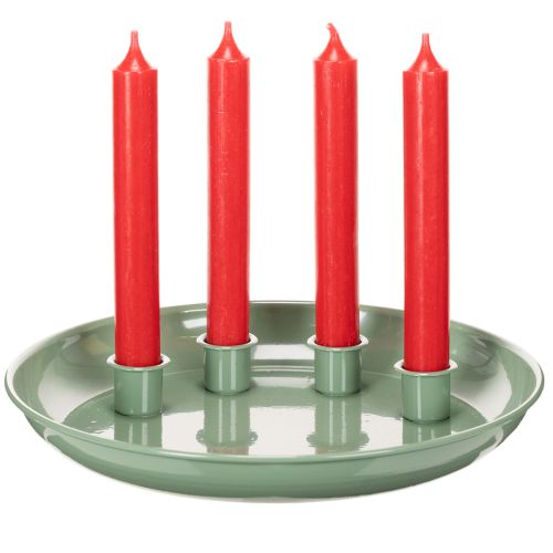 Lysfad adventskrans grøn med fire lysestager 24 cm | Floristik24.dk