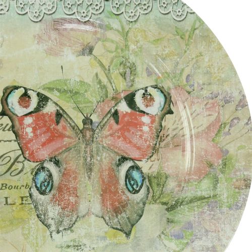 Artikel Dekorativ plade vintage sommerfugl Ø32,5cm