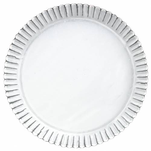 Dekorativ tallerkenbage zink hvid Ø19,5cm H2cm