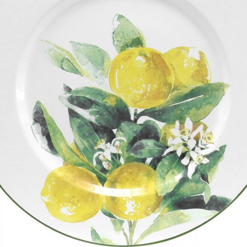 Artikel Dekorativ tallerken, Middelhavet, metalplade med citrongren Ø34cm