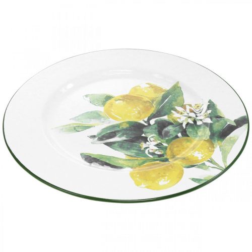 Artikel Dekorativ tallerken, Middelhavet, metalplade med citrongren Ø34cm