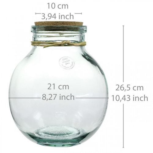 Floristik24 Flaskehavesæt glas med kork låg og værktøj Ø21cm H25cm