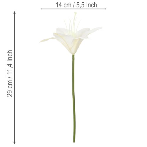 Kunstige hvide tigerliljeblomster til vaser og arrangementer, 29 cm bundt med 6 stk. | Floristik24.dk
