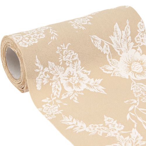 Artikel Bordbånd med blomster bordløber bomuld beige 15cm 3m