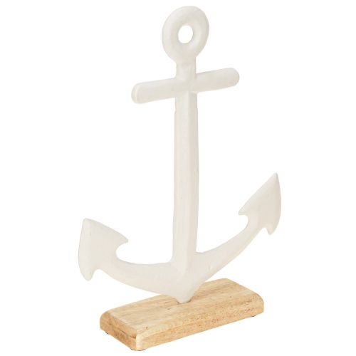 Artikel Borddekoration Maritimt Anker på Understel Hvid Natur 20x5x26cm