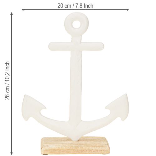 Artikel Borddekoration Maritimt Anker på Understel Hvid Natur 20x5x26cm