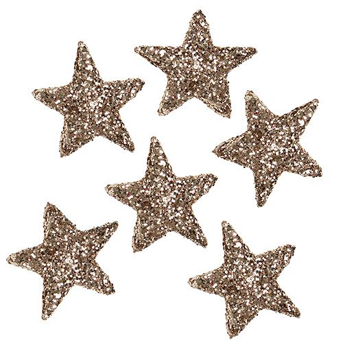 Floristik24 Borddekoration stjerne glimmer champagne 1,5 cm 144p