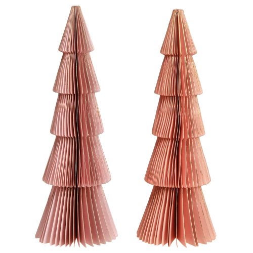 Artikel Bordpynt juletræ honeycomb papir Abrikos Guld H30cm 2 stk