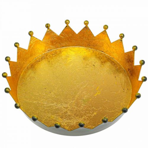 Floristik24 Borddekoration julekrone sort guld Ø16,5cm H6cm