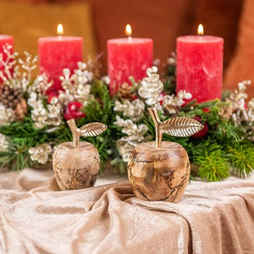 Floristik24 Borddekoration trææble Trædekoration deco æble H13,5cm Ø8cm 2stk