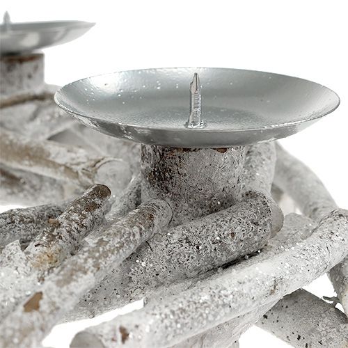 Floristik24 Bordkrans med hvid lysestage Ø32cm