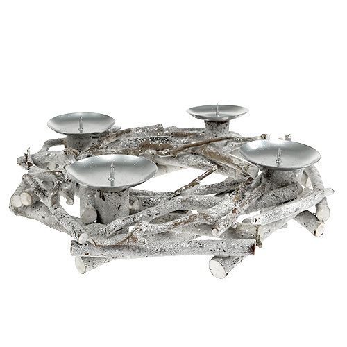 Floristik24 Bordkrans med hvid lysestage Ø32cm