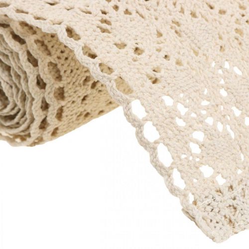 Floristik24 Bordløber hæklet blonde natur 30cm x 140cm