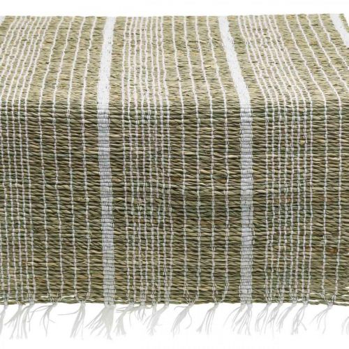 Floristik24 Bordløber søgræs natur, hvid borddekoration sommer 35×220cm