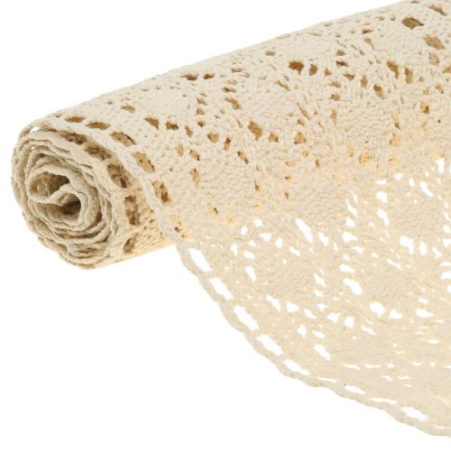 Floristik24 Bordløber hæklet blonde natur 30cm x 140cm