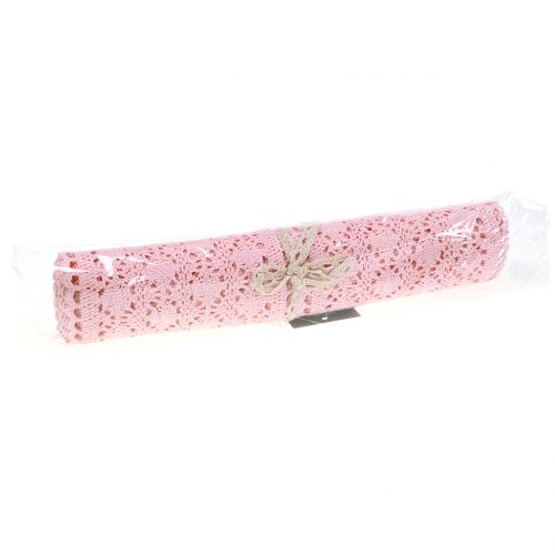 Floristik24 Bordløber hæklet blonderrosa 30 cm x 140 cm