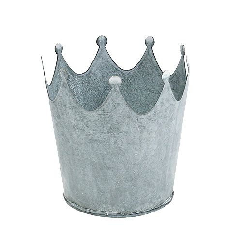 Floristik24 Zink krone vasket grå Ø10cm H9,5cm 6stk