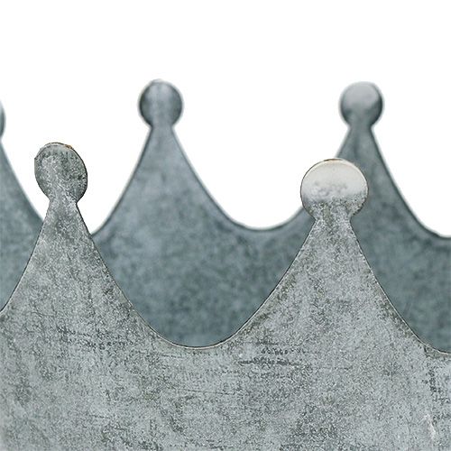 Floristik24 Zink krone vasket grå Ø10cm H9,5cm 6stk