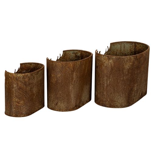 Plantepotte hjort metal oval rustik sæt med 3 24cm | Floristik24.dk