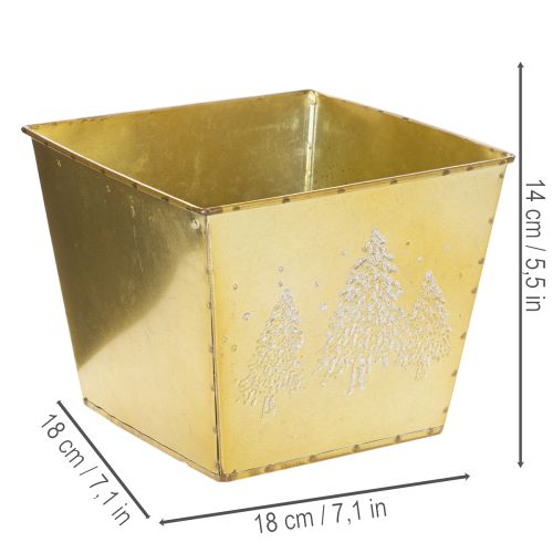 Metalplantekasse med glitrende grantræsmotiv, 18 cm | Floristik24.dk