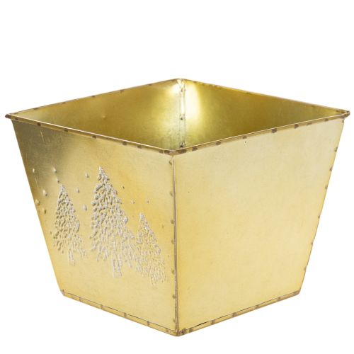 Metalplantekasse med glitrende grantræsmotiv, 18 cm | Floristik24.dk