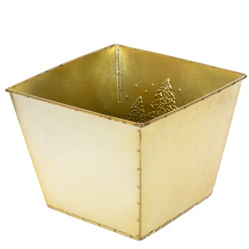Metalplantekasse med glitrende grantræsmotiv, 18 cm | Floristik24.dk